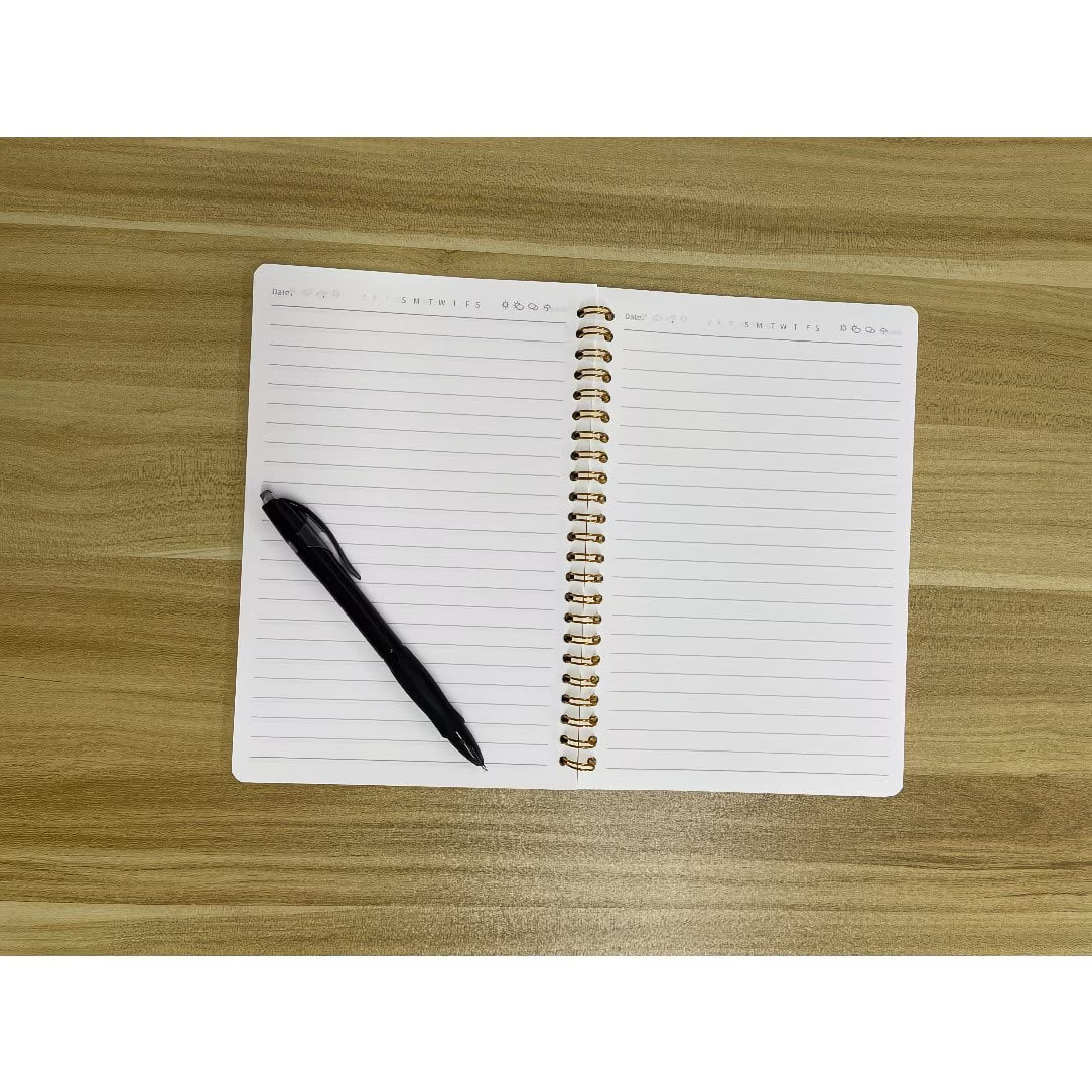 Black Spiral Lab Notebook with Microscope Icon (Science Journal)